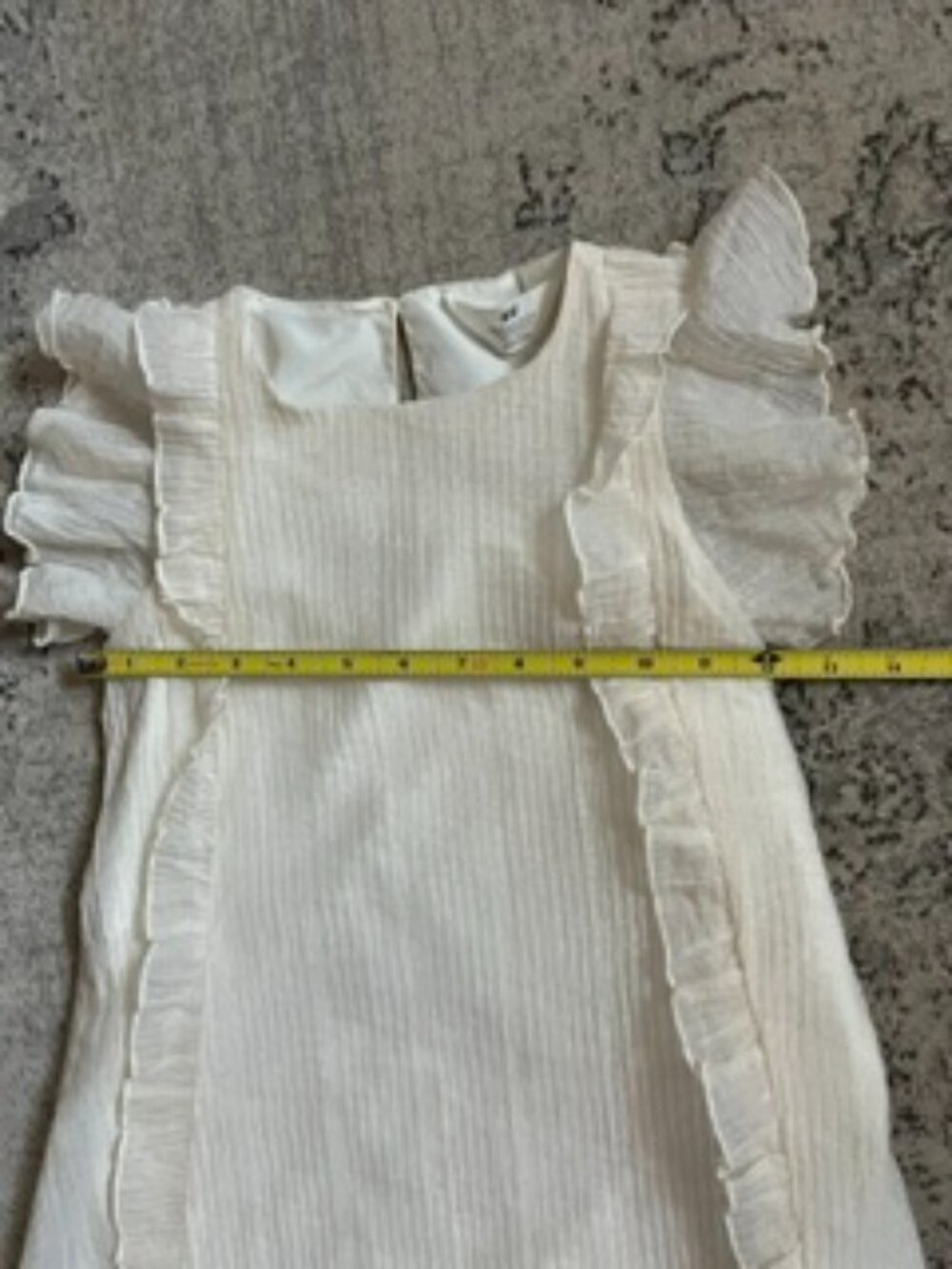 🧡3/$15 H&M Ruffle-Detail Flutter Sleeves White/Off White Dress 5T - Picture 2 of 6
